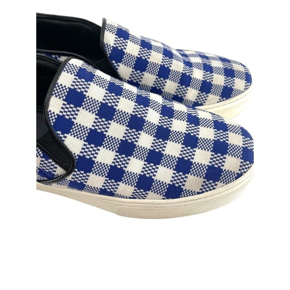 Celine Paris Womens Size EU 40 Slip On Blue Plaid Print Canvas Sneakers Shoes - Picture 7 of 16